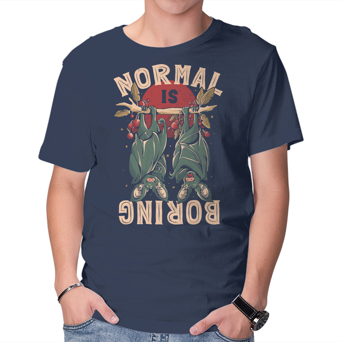 Normal Is Boring – Animal Graphic T-Shirt in navy, product display