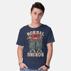 Model wearing navy Normal Is Boring – Animal Graphic T-Shirt