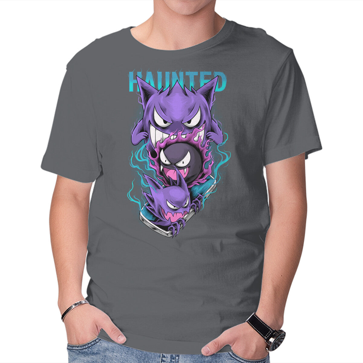 Haunted Graphic T-Shirt in charcoal, product display