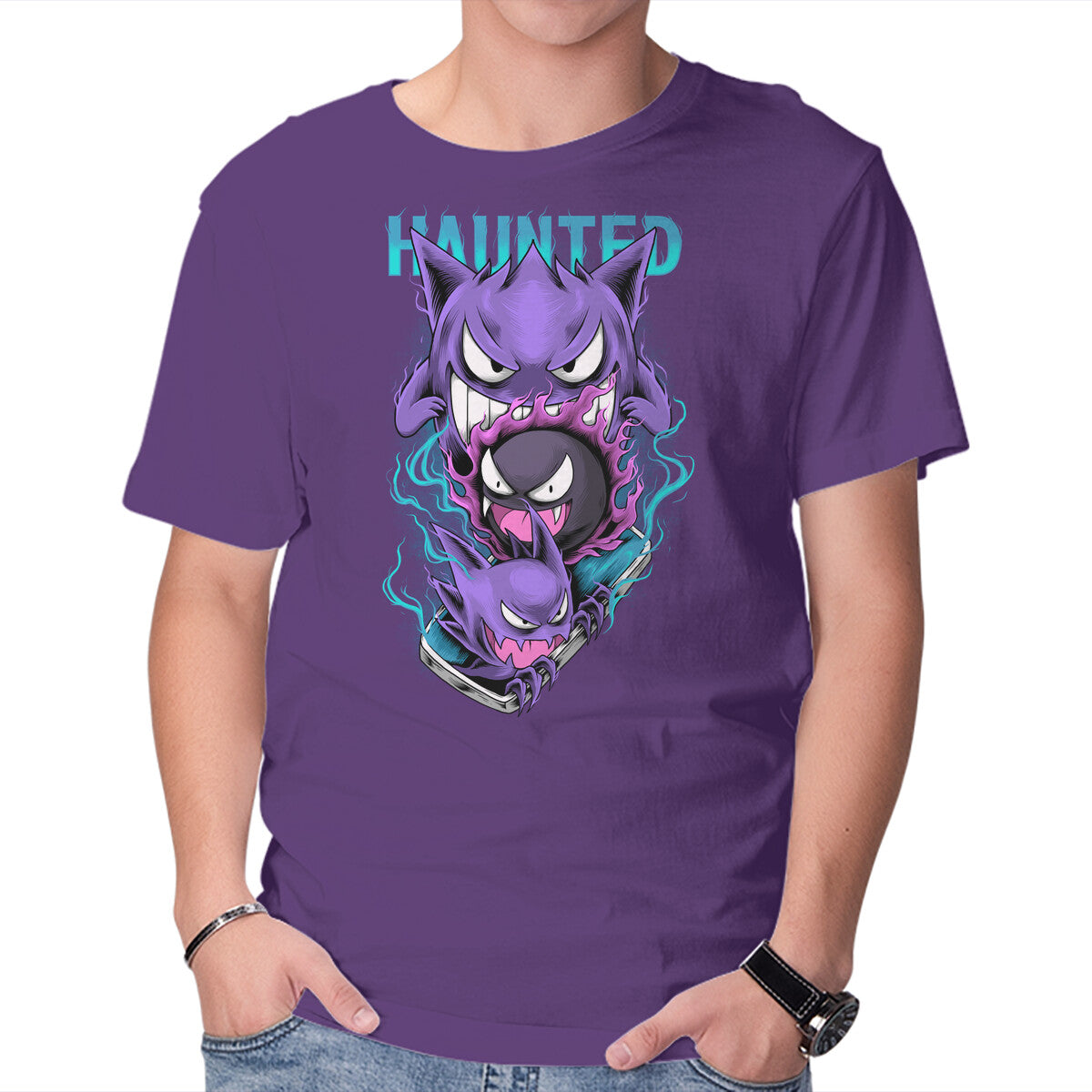 Haunted Graphic T-Shirt in purple, product display