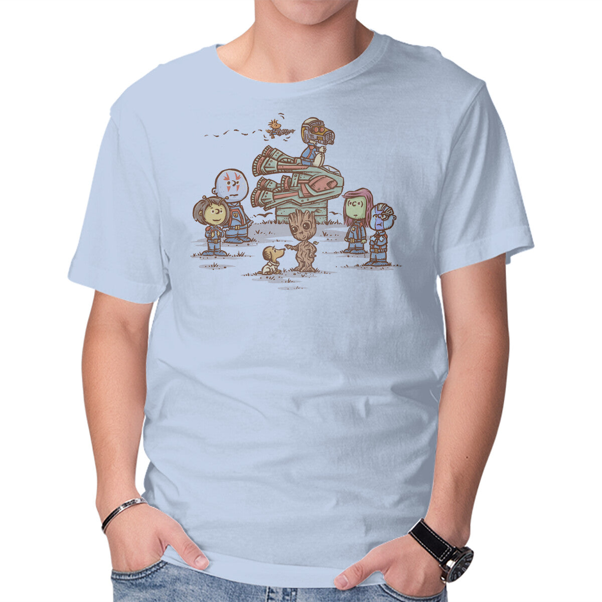 Guard Dog Of The Galaxy – Dog Graphic T-Shirt in blue, product display