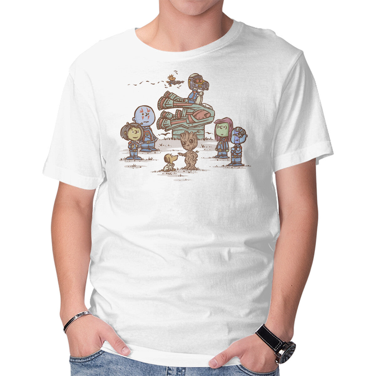 Guard Dog Of The Galaxy – Dog Graphic T-Shirt in white, product display