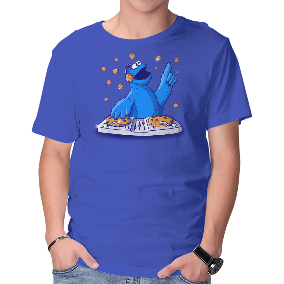 Cookie Party – Music Graphic T-Shirt in royal blue, product display