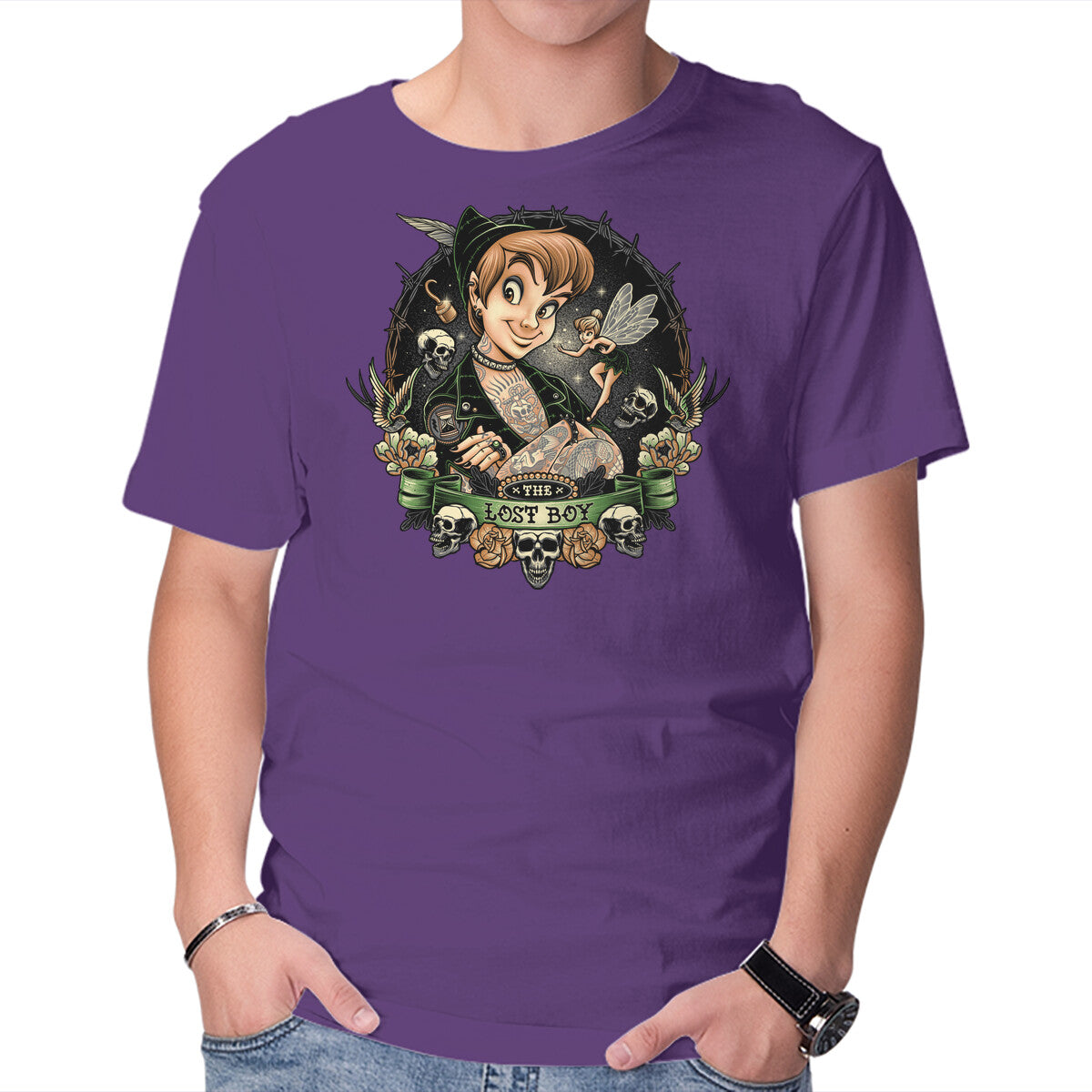 A Lost Boy – Fantasy Graphic T-Shirt in purple, product display