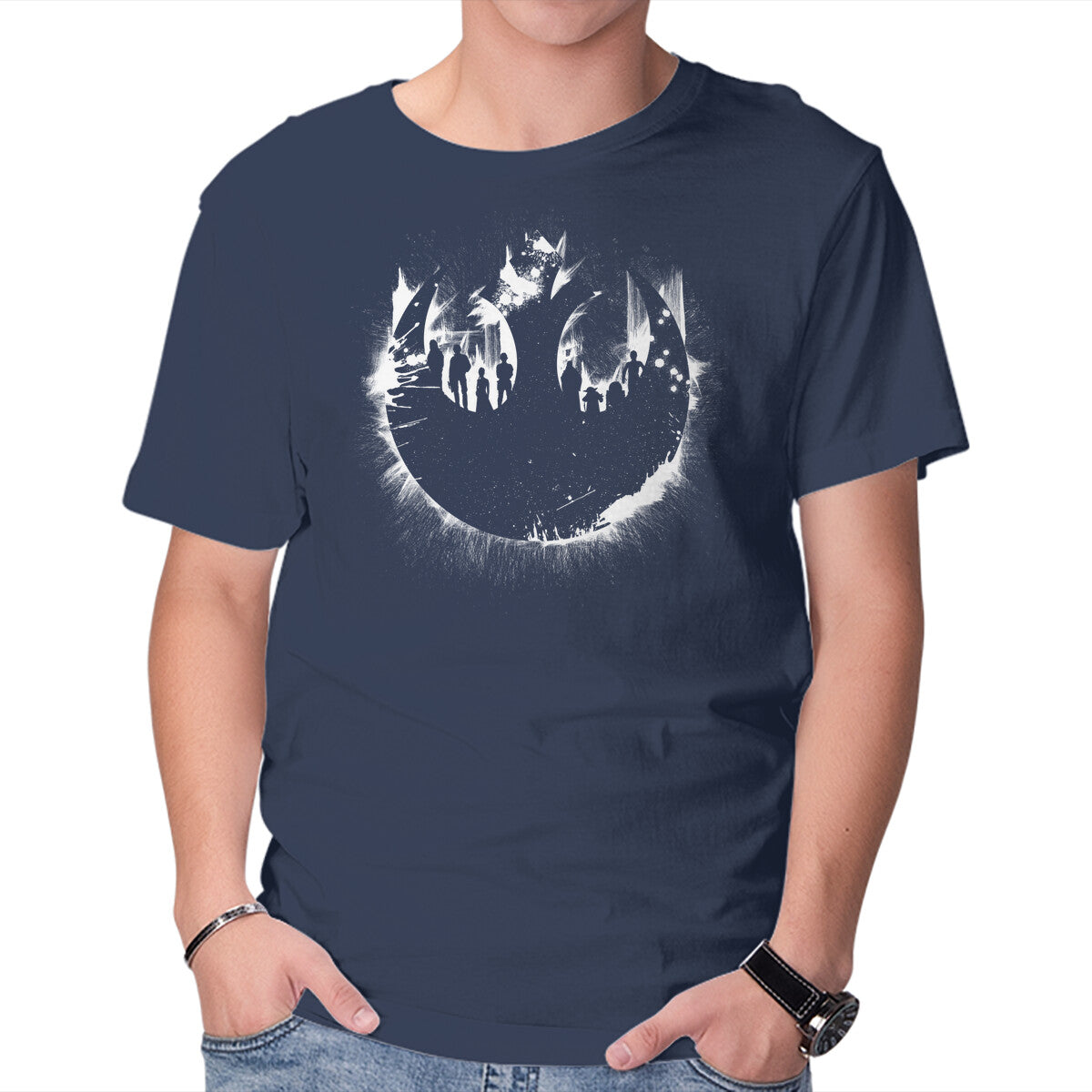 Rebel Shadow – Sci-Fi Graphic T-Shirt in navy, product display