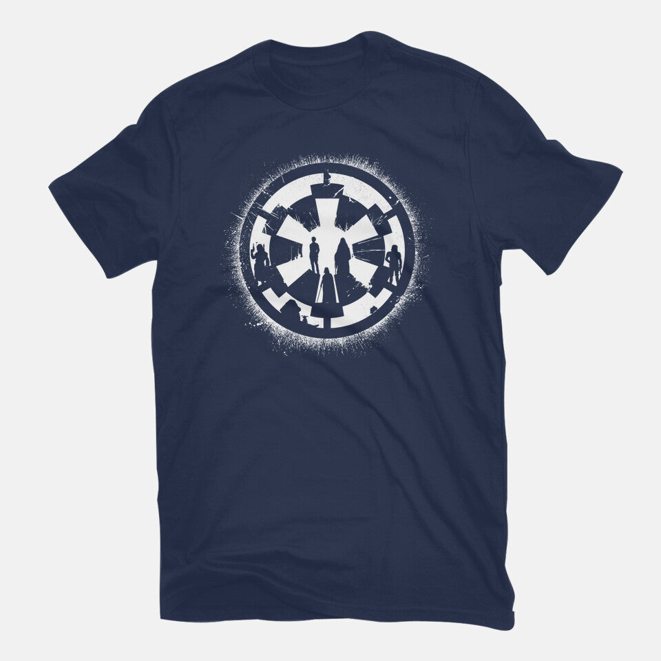 Dark Shadows – Sci-Fi Graphic T-Shirt in navy, flat-lay product view