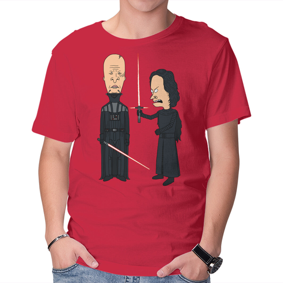 Lightsabers Are Cool – Sci-Fi Graphic T-Shirt in red, product display