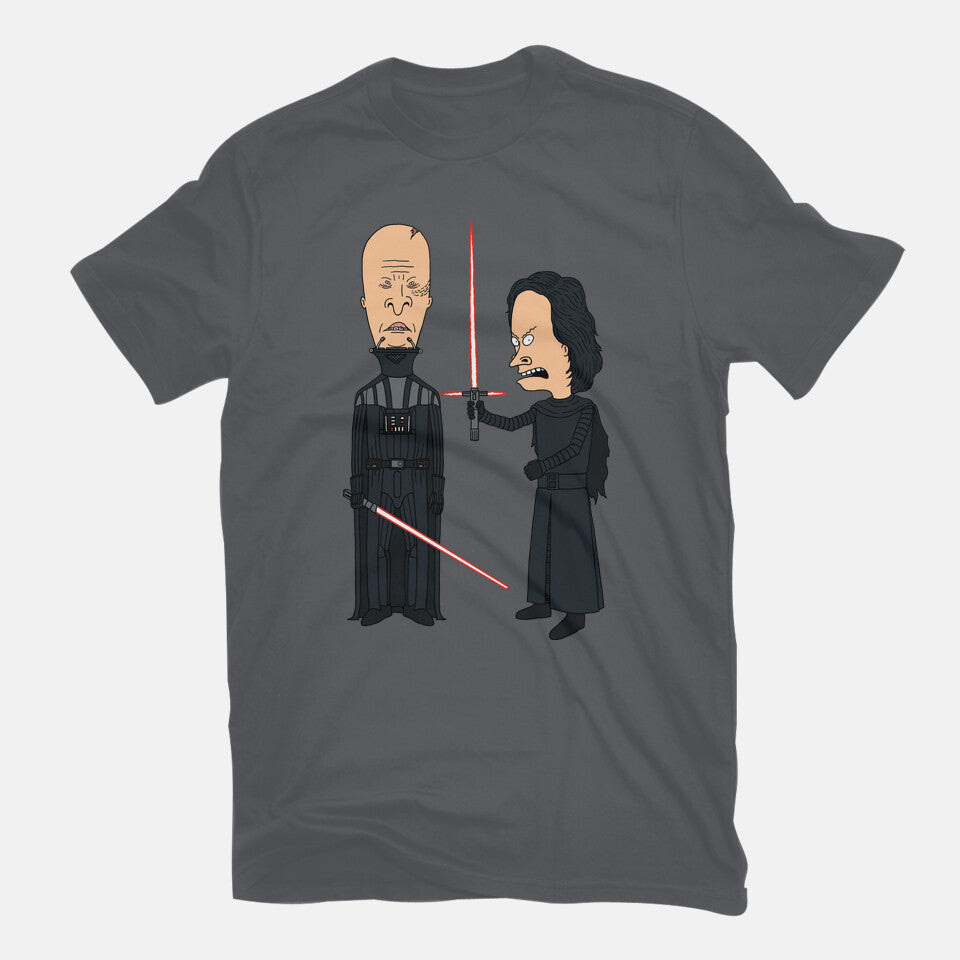 Lightsabers Are Cool – Sci-Fi Graphic T-Shirt in charcoal, flat-lay product view