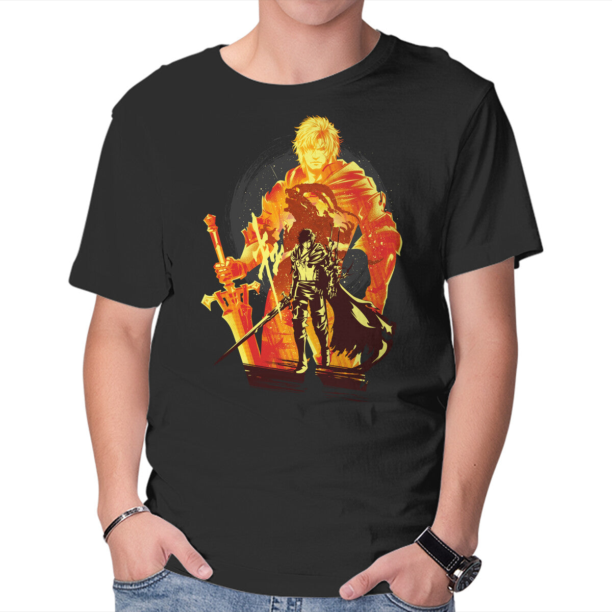 Shield Of Rosaria – Gaming Graphic T-Shirt in black, product display