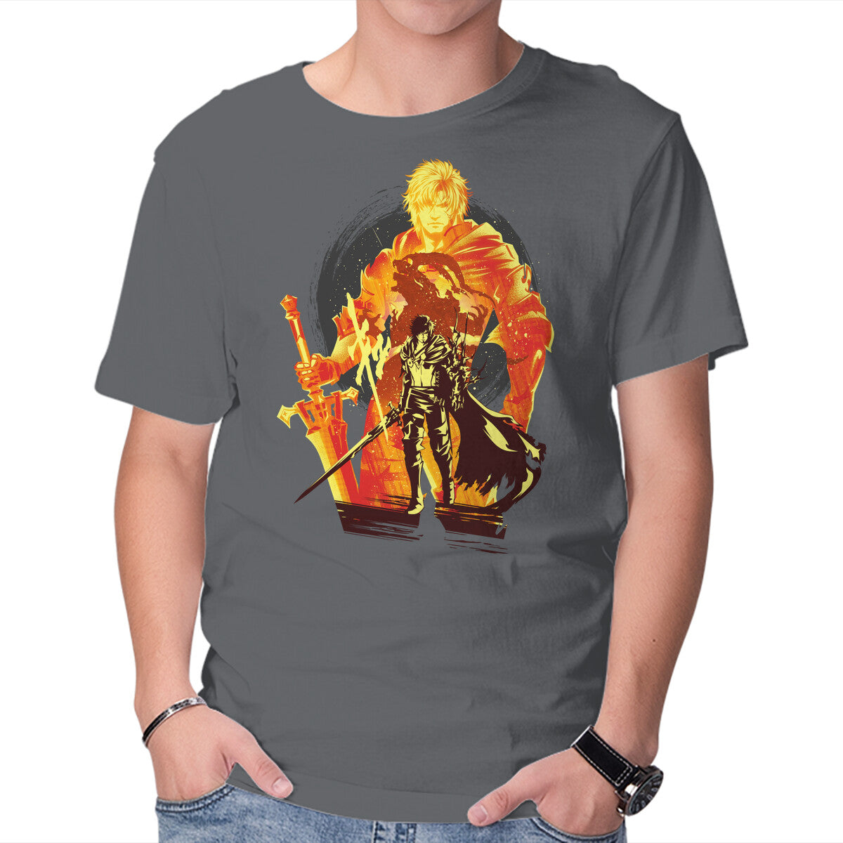 Shield Of Rosaria – Gaming Graphic T-Shirt in charcoal, product display