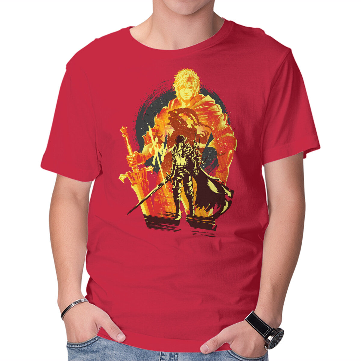 Shield Of Rosaria – Gaming Graphic T-Shirt in red, product display