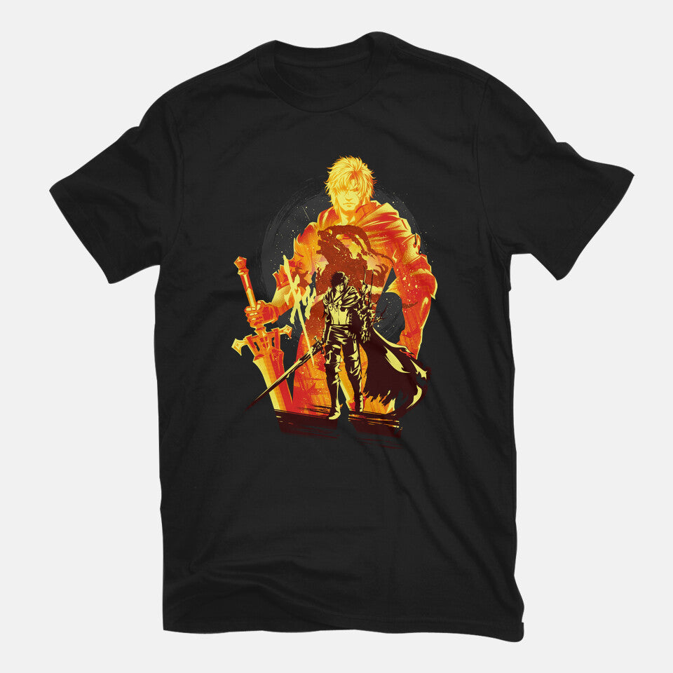 Shield Of Rosaria – Gaming Graphic T-Shirt in black, flat-lay product view