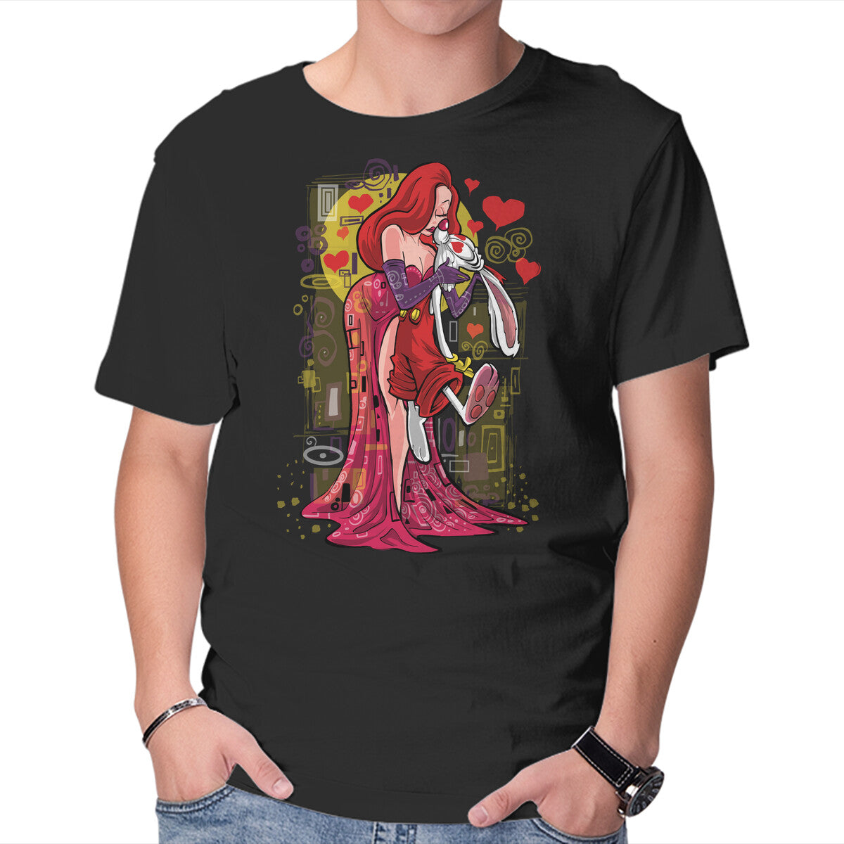 Animated Kiss – Fantasy Graphic T-Shirt in black, product display