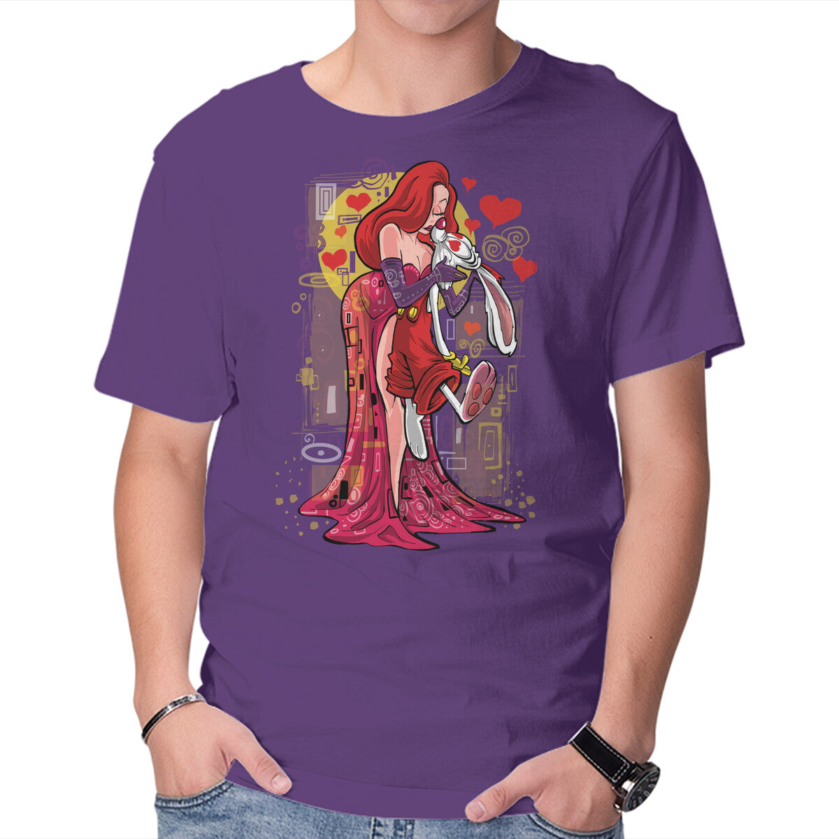 Animated Kiss – Fantasy Graphic T-Shirt in purple, product display