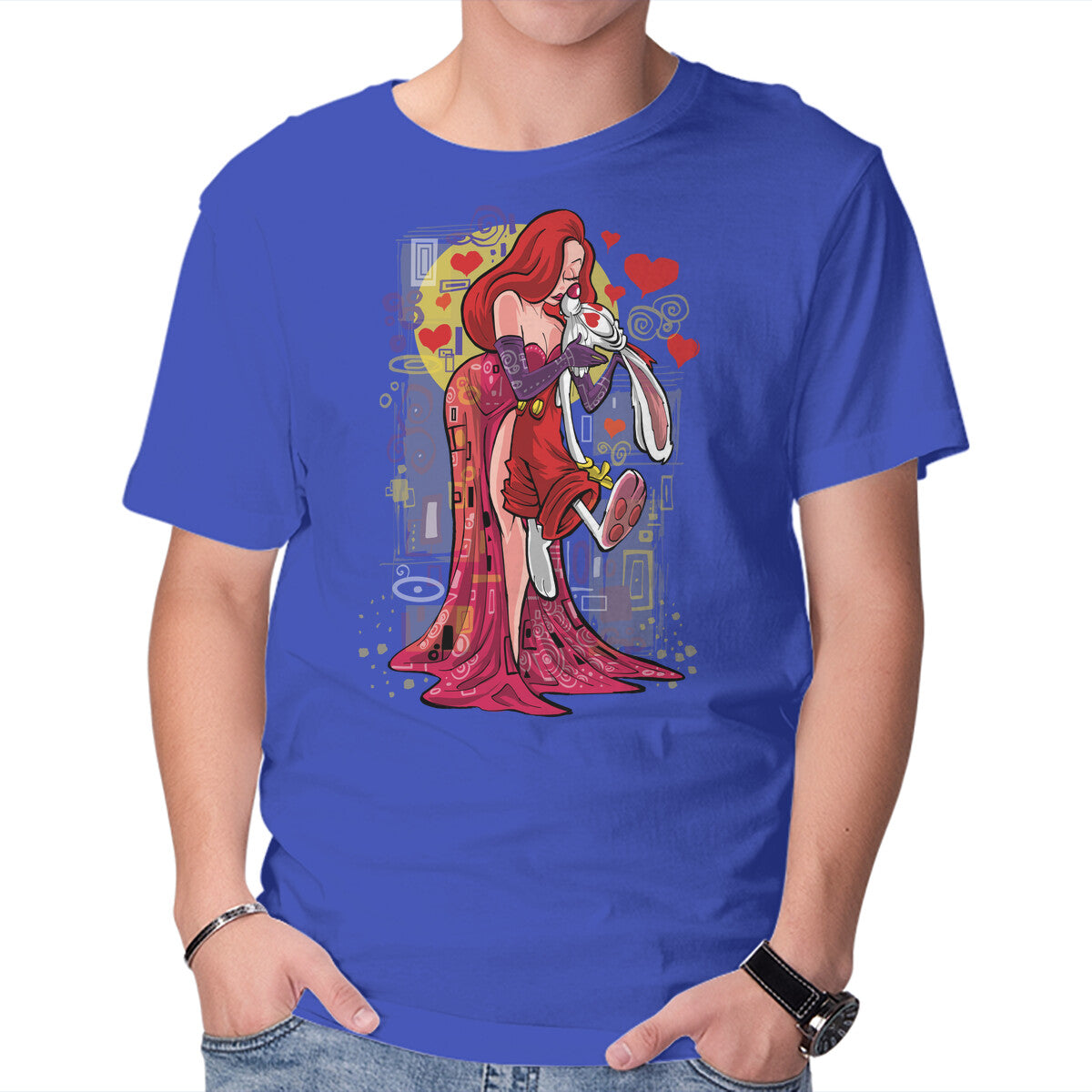 Animated Kiss – Fantasy Graphic T-Shirt in royal blue, product display