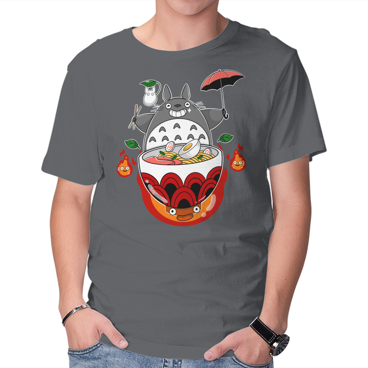 Neighbors Ramen Graphic T-Shirt in charcoal, product display