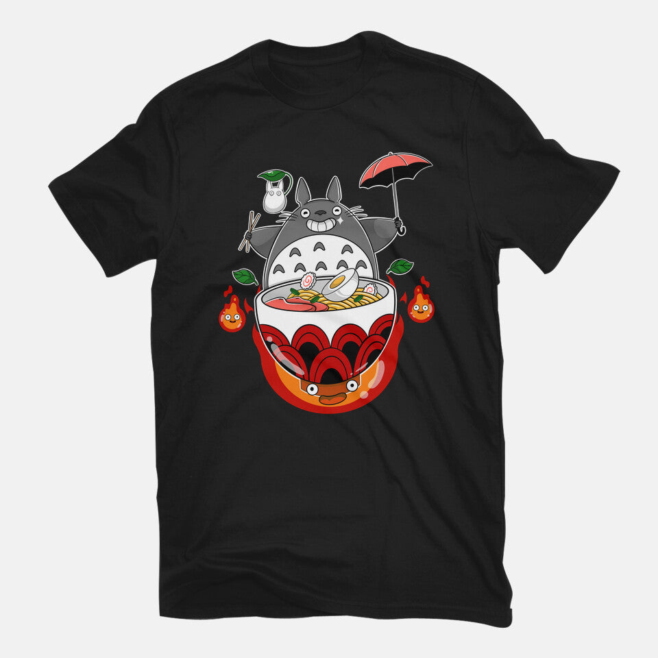 Neighbors Ramen Graphic T-Shirt in black, flat-lay product view