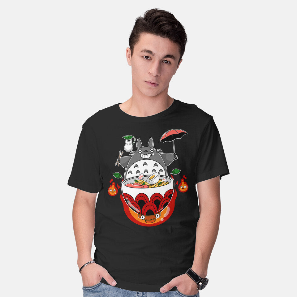 Model wearing black Neighbors Ramen Graphic T-Shirt