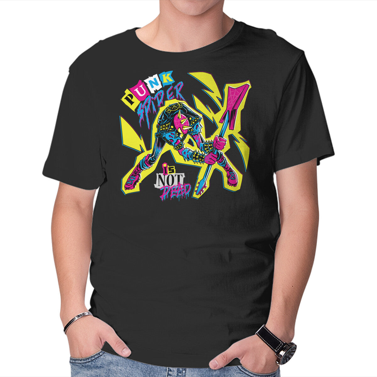 Punk Spider – Music Graphic T-Shirt in black, product display