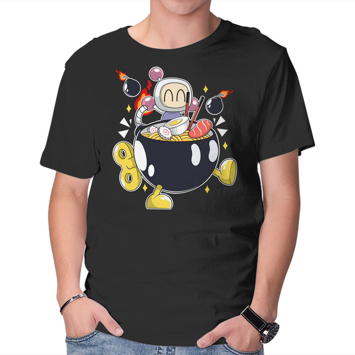 Bomberamen – Gaming Graphic T-Shirt in black, product display