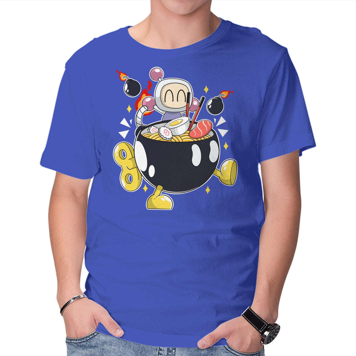 Bomberamen – Gaming Graphic T-Shirt in royal blue, product display