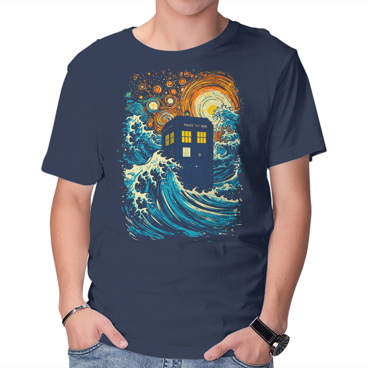 The Great Tardis – Sci-Fi Graphic T-Shirt in navy, product display