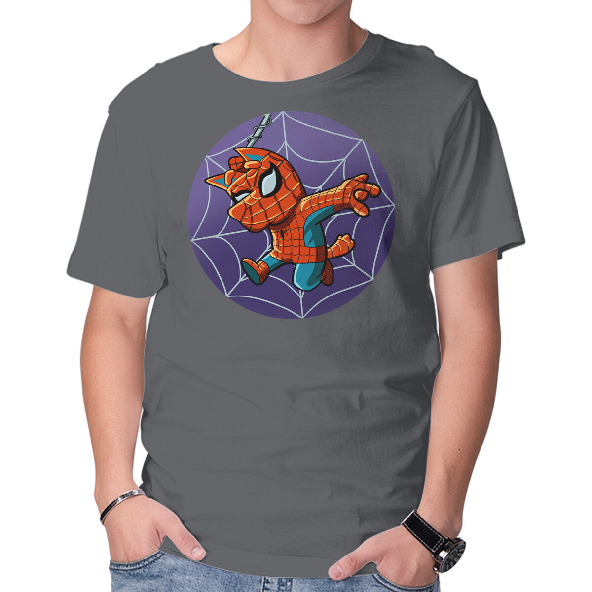 Spiderbluey – Dog Graphic T-Shirt in charcoal, product display