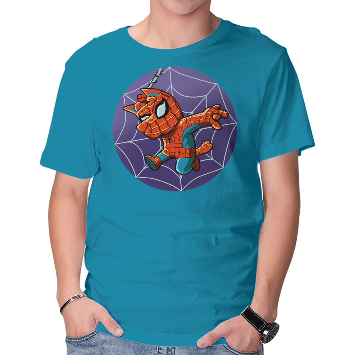 Spiderbluey – Dog Graphic T-Shirt in turquoise, product display