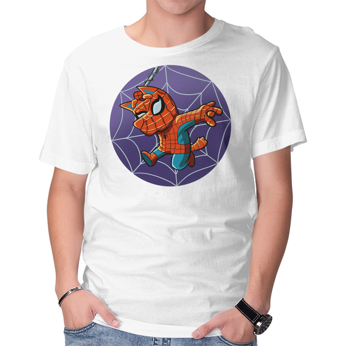 Spiderbluey – Dog Graphic T-Shirt in white, product display