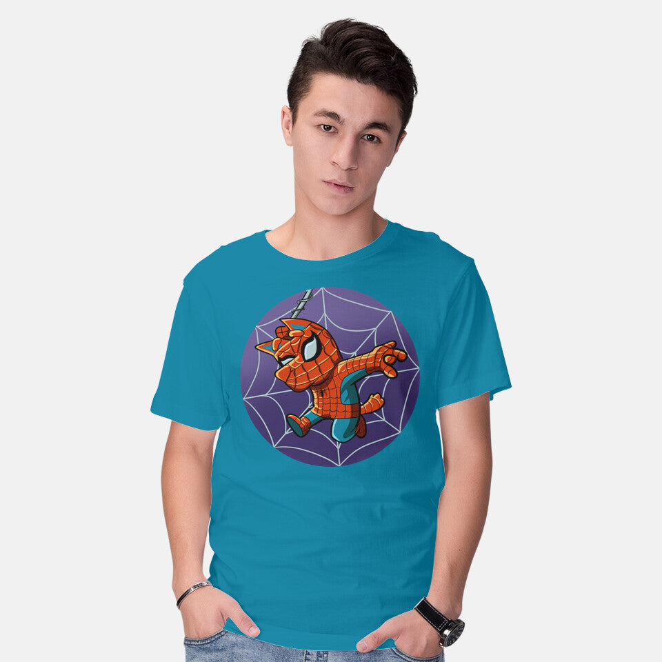 Model wearing turquoise Spiderbluey – Dog Graphic T-Shirt