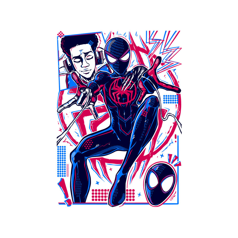 Spiderman Miles Morales Graphic T-Shirt design artwork for white graphic T-shirt