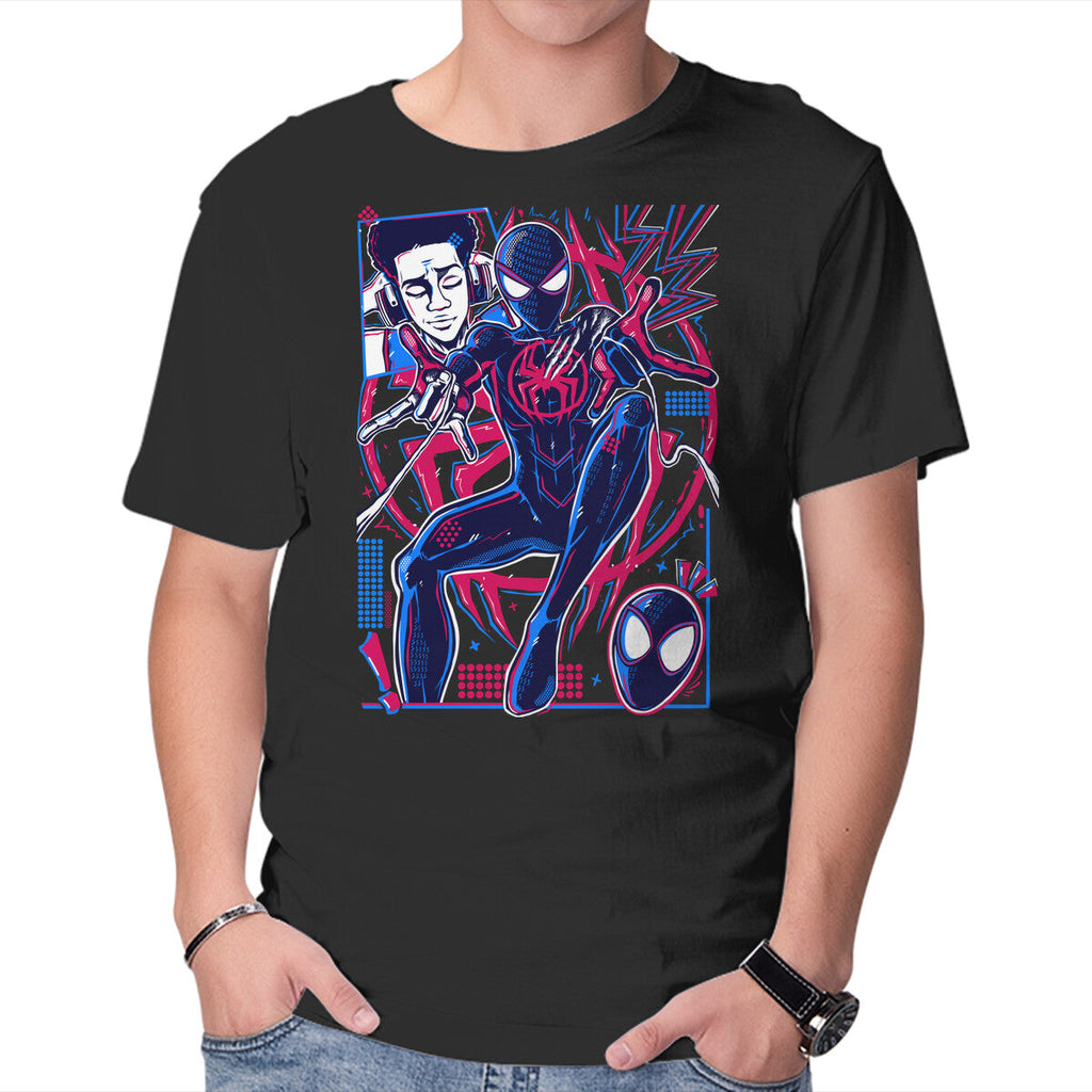 Spiderman Miles Morales Graphic T-Shirt in black, product display