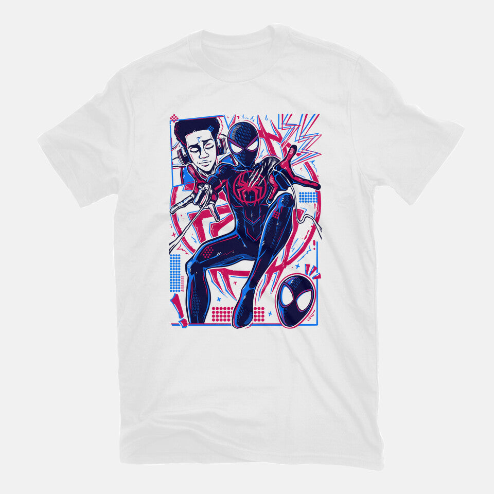 Spiderman Miles Morales Graphic T-Shirt in white, flat-lay product view