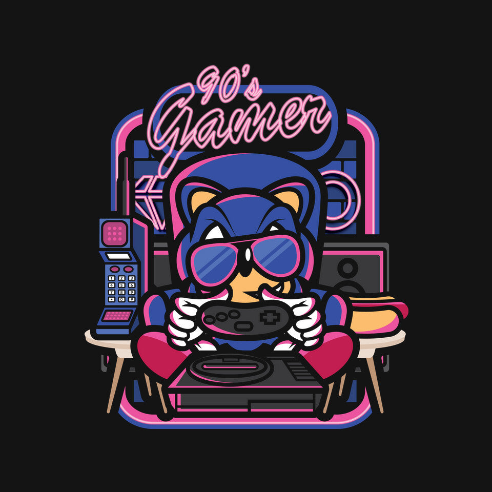90s Gamer Room – Gaming Graphic T-Shirt design artwork for black graphic T-shirt