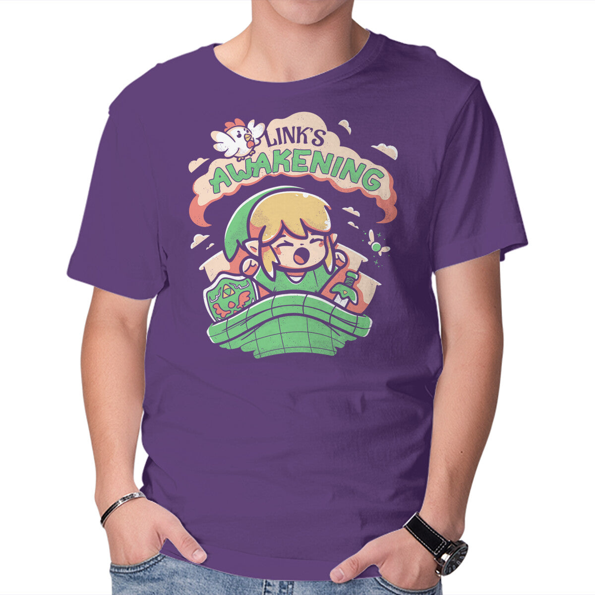 Link's Awakening – Gaming Graphic T-Shirt in purple, product display