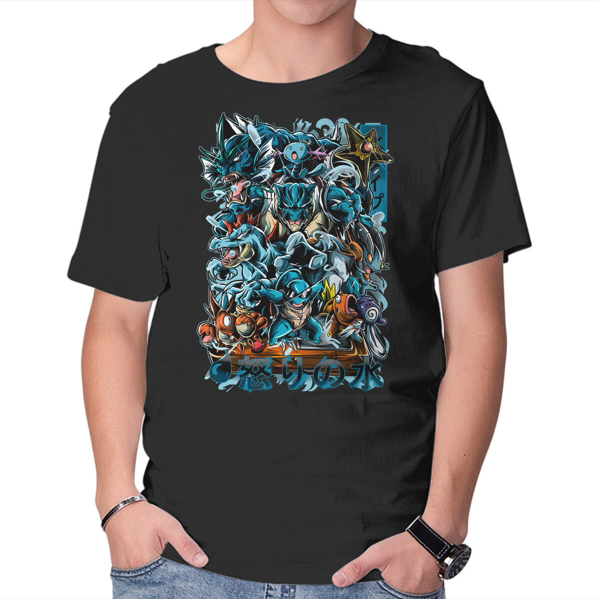 Poke Water – Anime Graphic T-Shirt in black, product display