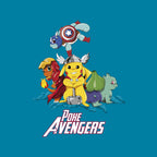 Poke-Avengers – Anime Graphic T-Shirt design artwork for turquoise graphic T-shirt