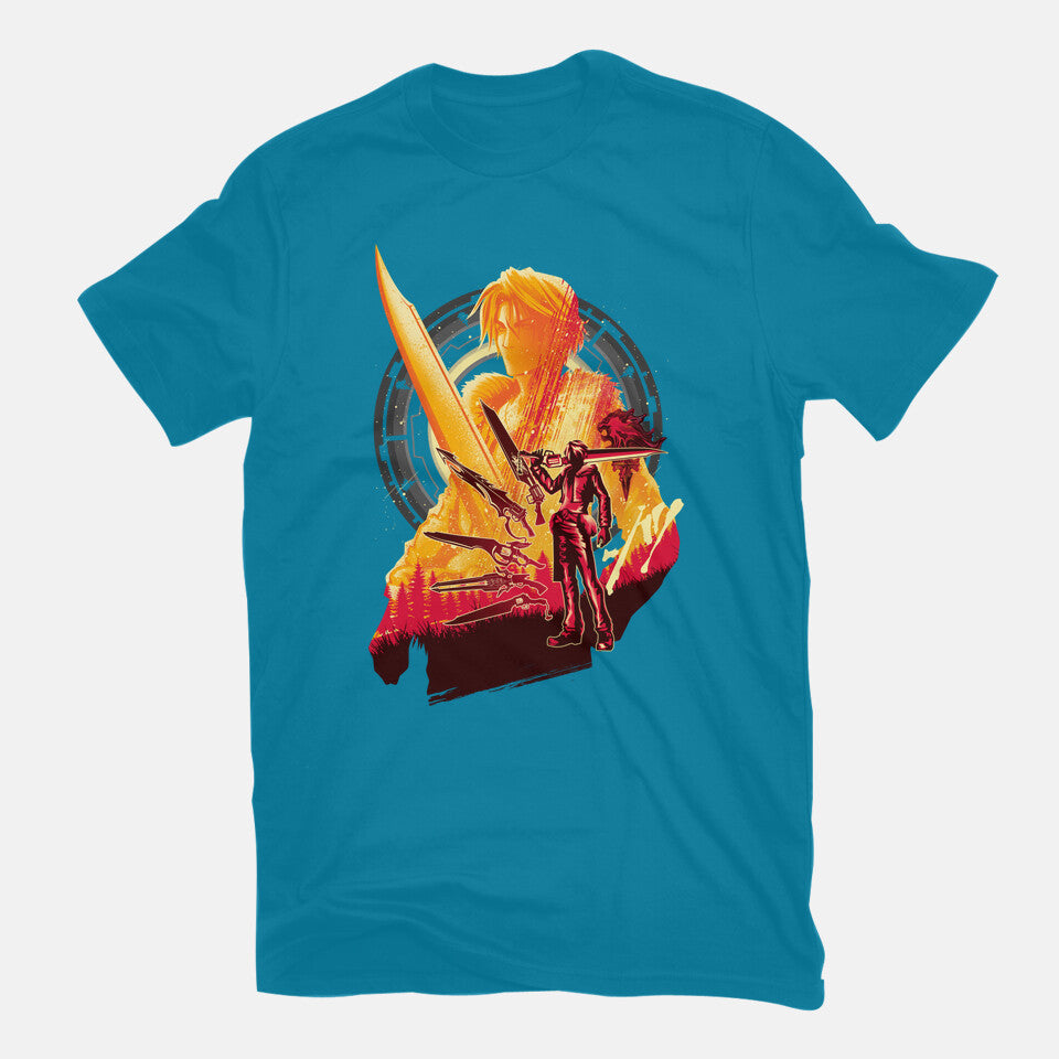 Ultimate Weapon – Gaming Graphic T-Shirt in turquoise, flat-lay product view