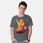 Model wearing charcoal Ultimate Weapon – Gaming Graphic T-Shirt