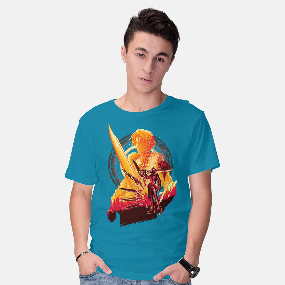 Model wearing turquoise Ultimate Weapon – Gaming Graphic T-Shirt