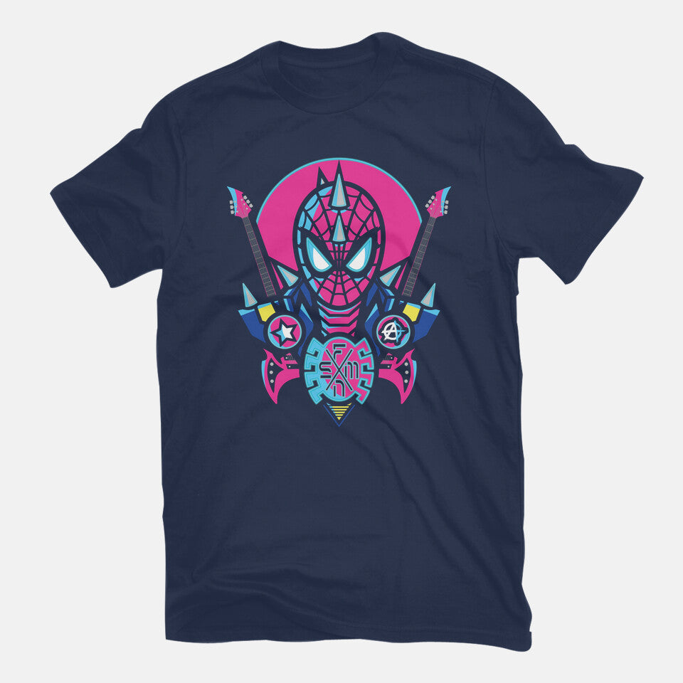 Spider Cyber Punk – Music Graphic T-Shirt in navy, flat-lay product view