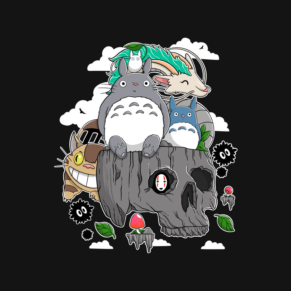 Spirit Island – Anime Graphic T-Shirt design artwork for black graphic T-shirt