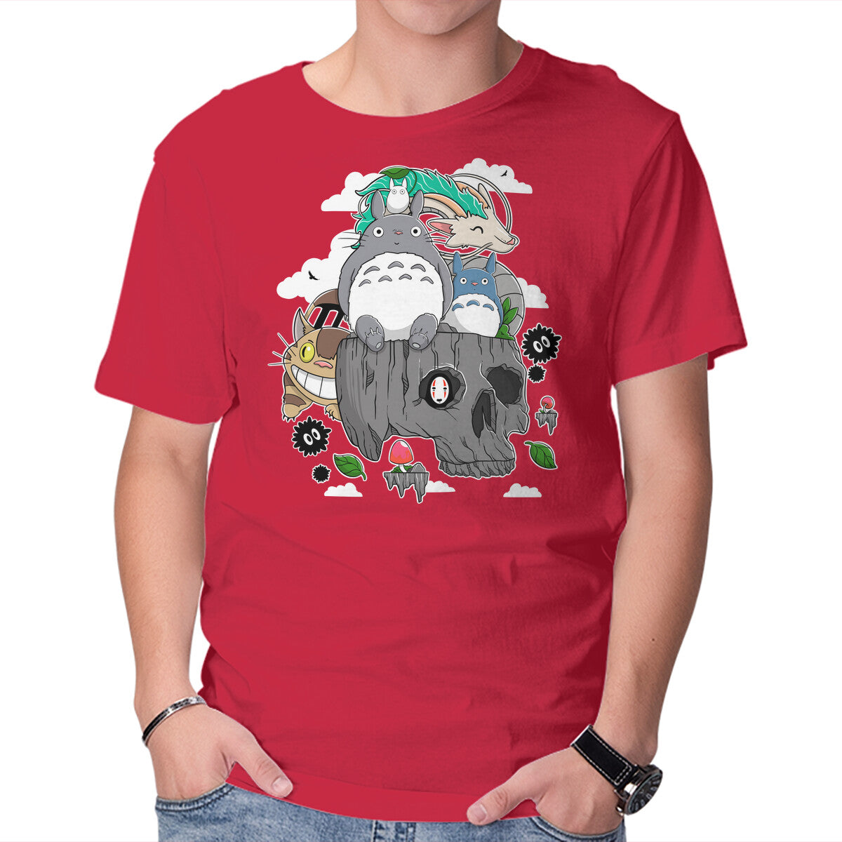 Spirit Island – Anime Graphic T-Shirt in red, product display