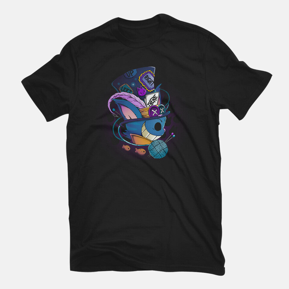 Weird Hatter – Fantasy Graphic T-Shirt in black, flat-lay product view