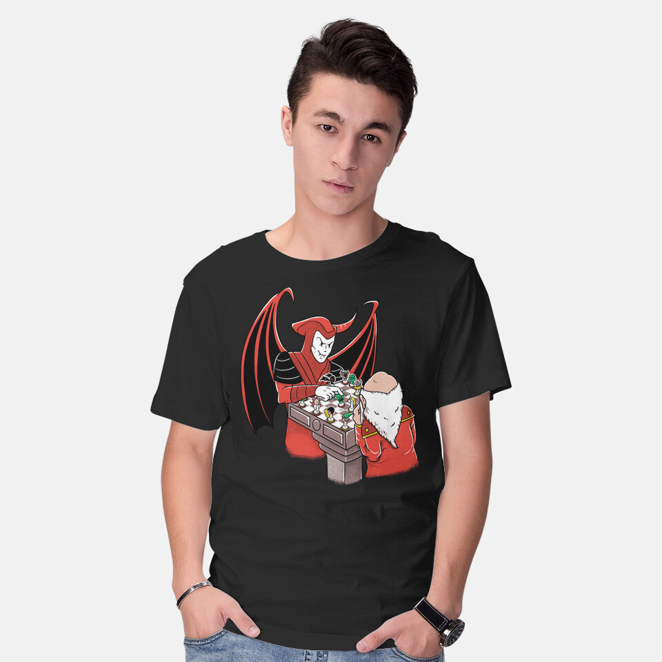 Model wearing black Masters Of Chess – Gaming Graphic T-Shirt