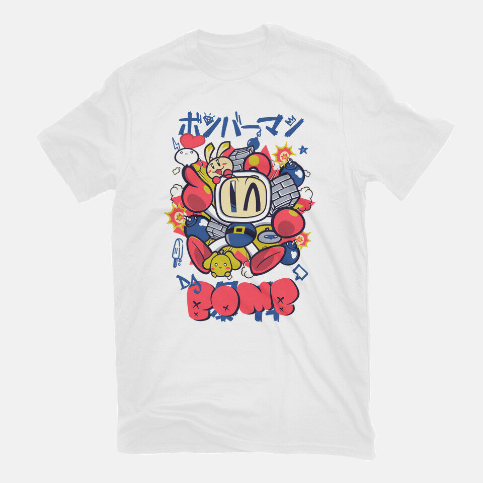 Da Bomb – Gaming Graphic T-Shirt in white, flat-lay product view