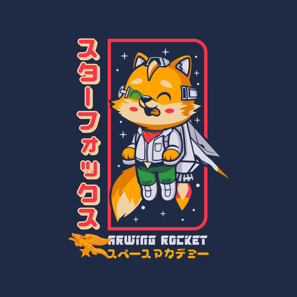 Space Foxey – Gaming Graphic T-Shirt design artwork for navy graphic T-shirt