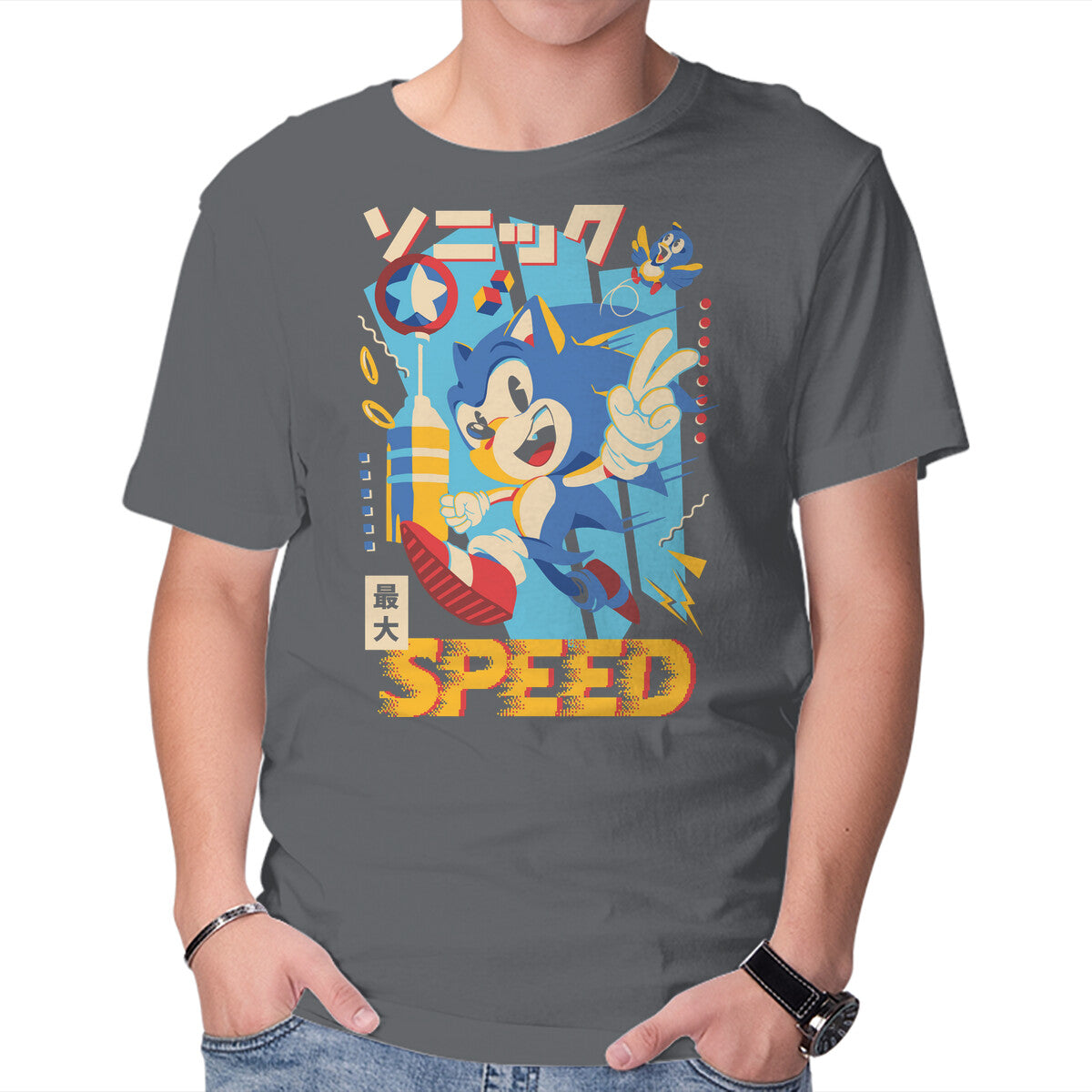 Top Speed – Gaming Graphic T-Shirt in charcoal, product display