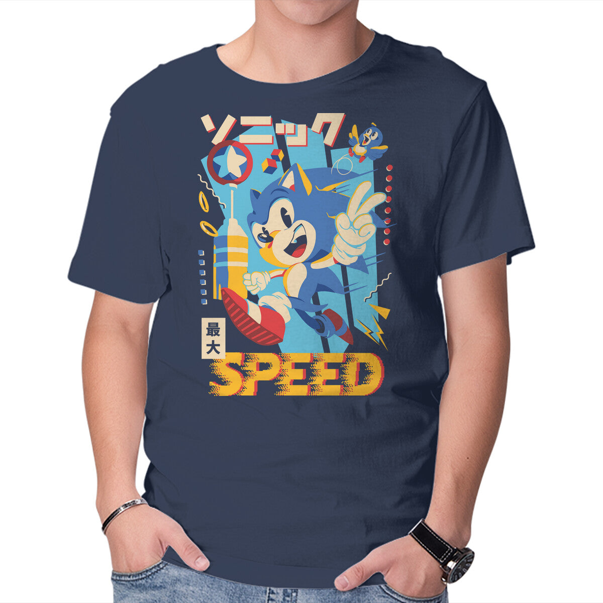 Top Speed – Gaming Graphic T-Shirt in navy, product display
