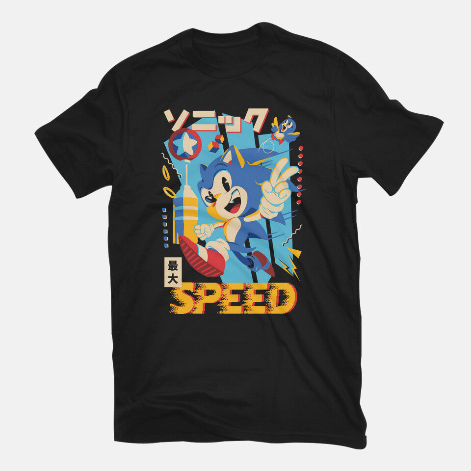 Top Speed – Gaming Graphic T-Shirt in black, flat-lay product view